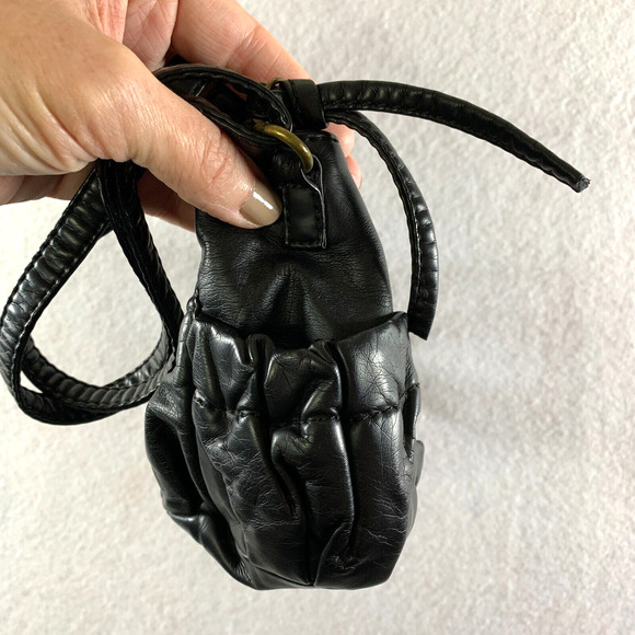 Womens Y2K Micro Purse Black Soft Vegan Leather Crossbody Option Side Pockets - Picture 4 of 16